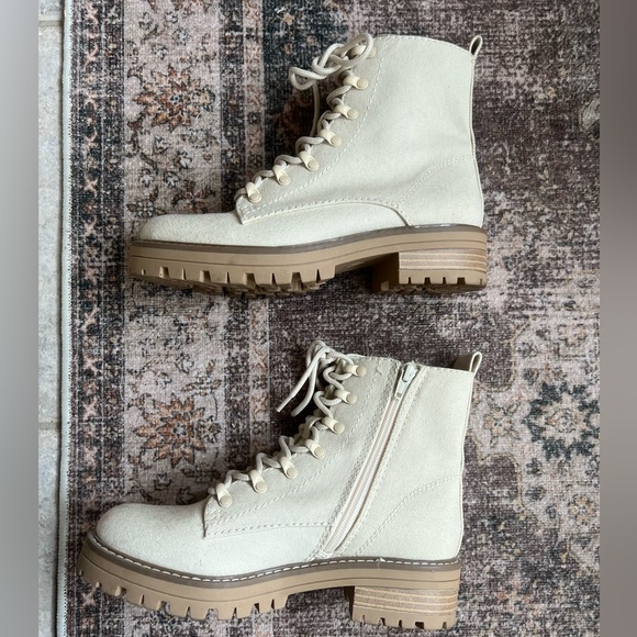 Beige Combat Boots - Picture 2 of 6